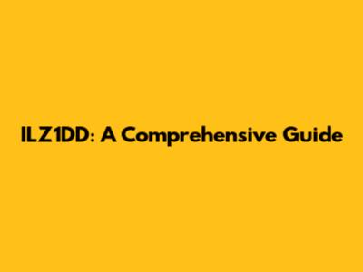 ILZ1DD: A Comprehensive Guide