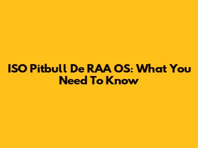 ISO Pitbull De RAA OS: What You Need To Know