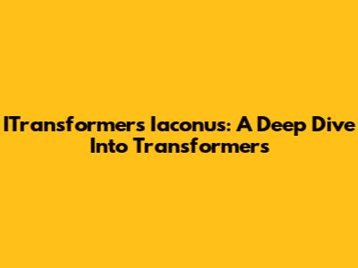 ITransformers Iaconus: A Deep Dive Into Transformers