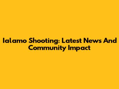 Ialamo Shooting: Latest News And Community Impact
