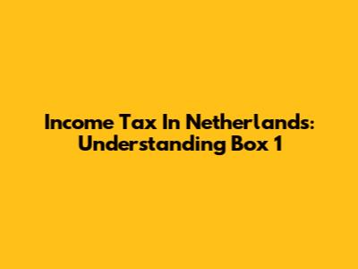 Income Tax In Netherlands: Understanding Box 1