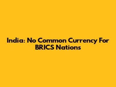 India: No Common Currency For BRICS Nations