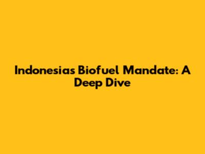 Indonesia's Biofuel Mandate: A Deep Dive