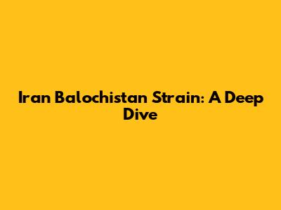 Iran Balochistan Strain: A Deep Dive
