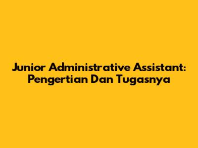 Junior Administrative Assistant: Pengertian Dan Tugasnya