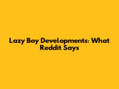 Lazy Boy Developments: What Reddit Says