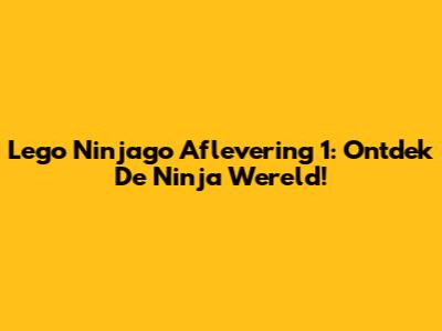 Lego Ninjago Aflevering 1: Ontdek De Ninja Wereld!
