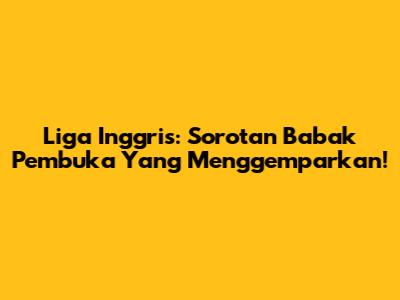 Liga Inggris: Sorotan Babak Pembuka Yang Menggemparkan!