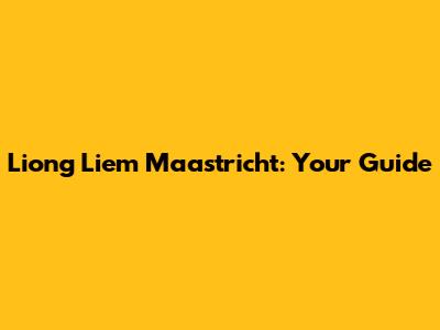 Liong Liem Maastricht: Your Guide