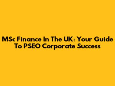 MSc Finance In The UK: Your Guide To PSEO Corporate Success