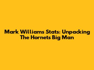 Mark Williams Stats: Unpacking The Hornets' Big Man