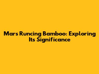 Mars Runcing Bamboo: Exploring Its Significance