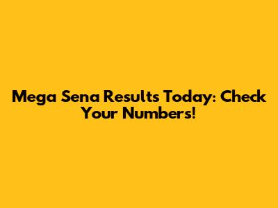 Mega Sena Results Today: Check Your Numbers!