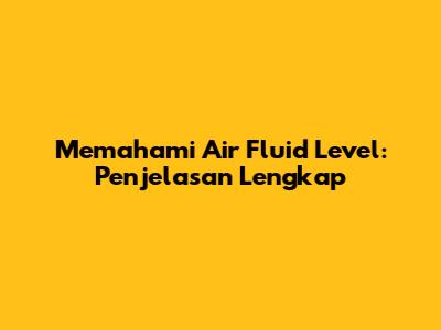 Memahami Air Fluid Level: Penjelasan Lengkap