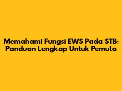 Memahami Fungsi EWS Pada STB: Panduan Lengkap Untuk Pemula