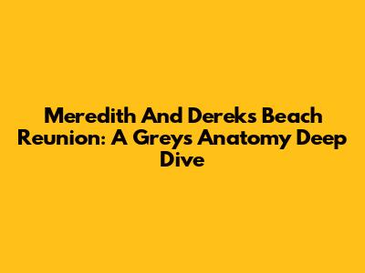 Meredith And Derek's Beach Reunion: A Grey's Anatomy Deep Dive