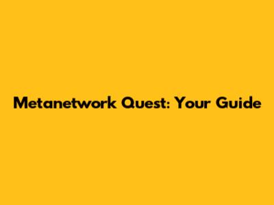 Metanetwork Quest: Your Guide