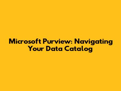 Microsoft Purview: Navigating Your Data Catalog