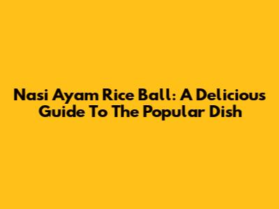 Nasi Ayam Rice Ball: A Delicious Guide To The Popular Dish