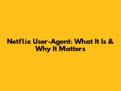 Netflix User-Agent: What It Is & Why It Matters