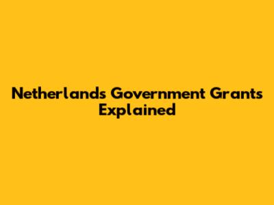 Netherlands Government Grants Explained