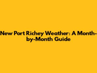 New Port Richey Weather: A Month-by-Month Guide