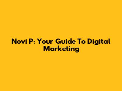 Novi P: Your Guide To Digital Marketing
