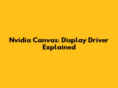 Nvidia Canvas: Display Driver Explained