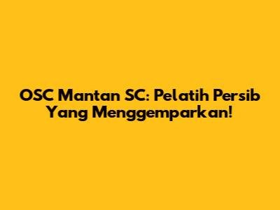 OSC Mantan SC: Pelatih Persib Yang Menggemparkan!