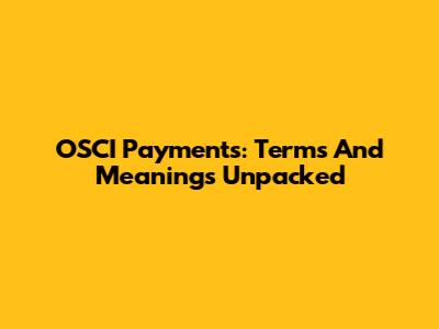 OSCI Payments: Terms And Meanings Unpacked