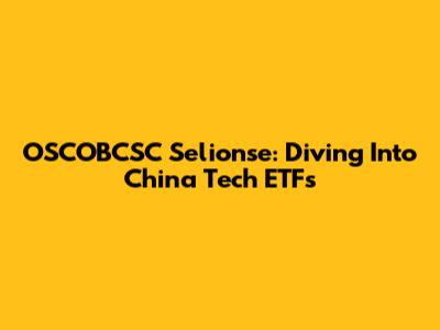 OSCOBCSC Selionse: Diving Into China Tech ETFs