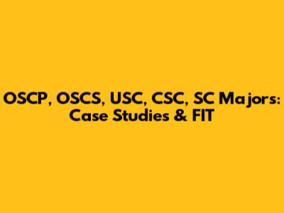 OSCP, OSCS, USC, CSC, SC Majors: Case Studies & FIT