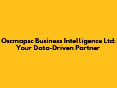 Oscmapsc Business Intelligence Ltd: Your Data-Driven Partner