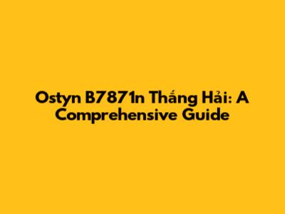 Ostyn B7871n Thắng Hải: A Comprehensive Guide
