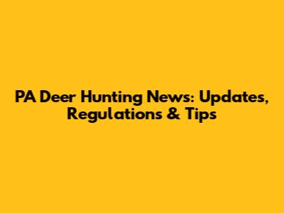 PA Deer Hunting News: Updates, Regulations & Tips