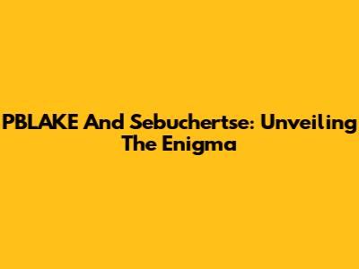 PBLAKE And Sebuchertse: Unveiling The Enigma