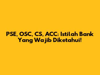 PSE, OSC, CS, ACC: Istilah Bank Yang Wajib Diketahui!
