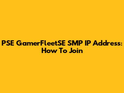 PSE GamerFleetSE SMP IP Address: How To Join