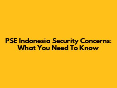 PSE Indonesia Security Concerns: What You Need To Know
