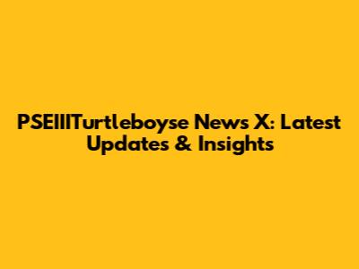 PSEIIITurtleboyse News X: Latest Updates & Insights