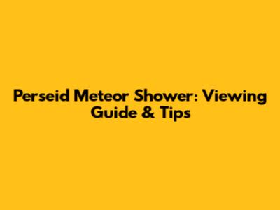 Perseid Meteor Shower: Viewing Guide & Tips