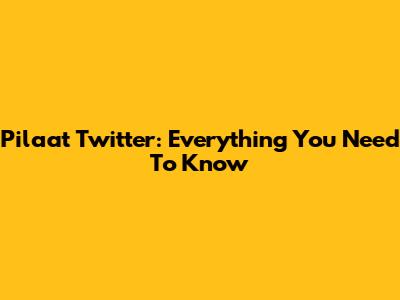 Pilaat Twitter: Everything You Need To Know
