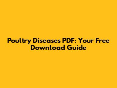 Poultry Diseases PDF: Your Free Download Guide