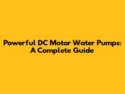 Powerful DC Motor Water Pumps: A Complete Guide