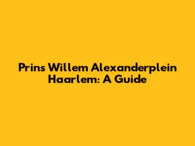 Prins Willem Alexanderplein Haarlem: A Guide