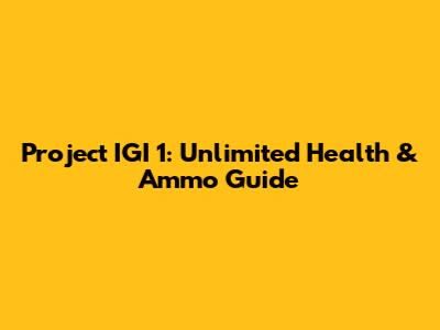Project IGI 1: Unlimited Health & Ammo Guide