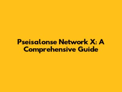 Pseisalonse Network X: A Comprehensive Guide