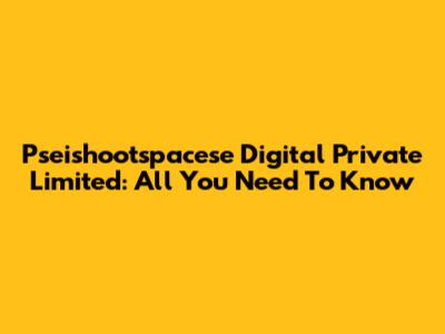 Pseishootspacese Digital Private Limited: All You Need To Know
