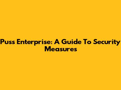 Puss Enterprise: A Guide To Security Measures