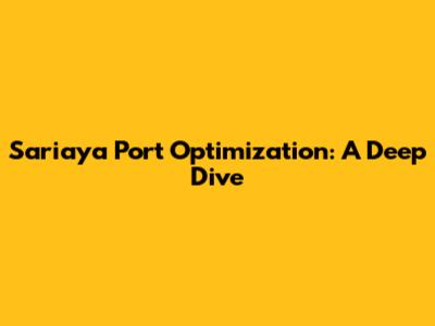 Sariaya Port Optimization: A Deep Dive